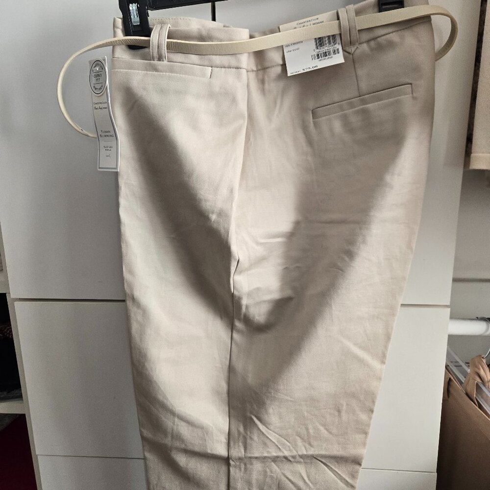 NWT Charter Club Womens Khaki Ankle Pants - Size 16W - Curvy Fit